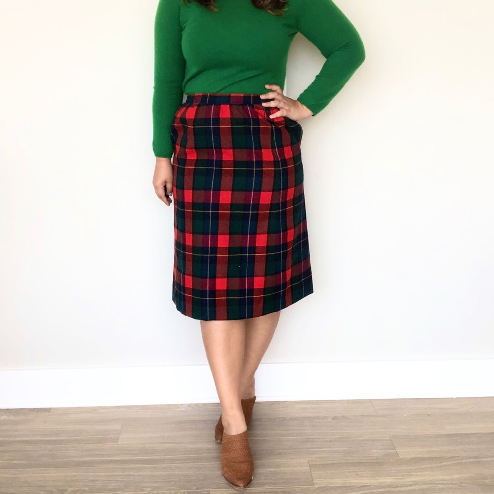 Vintage Plus Size Pendleton Wool Tartan Skirt - image 1